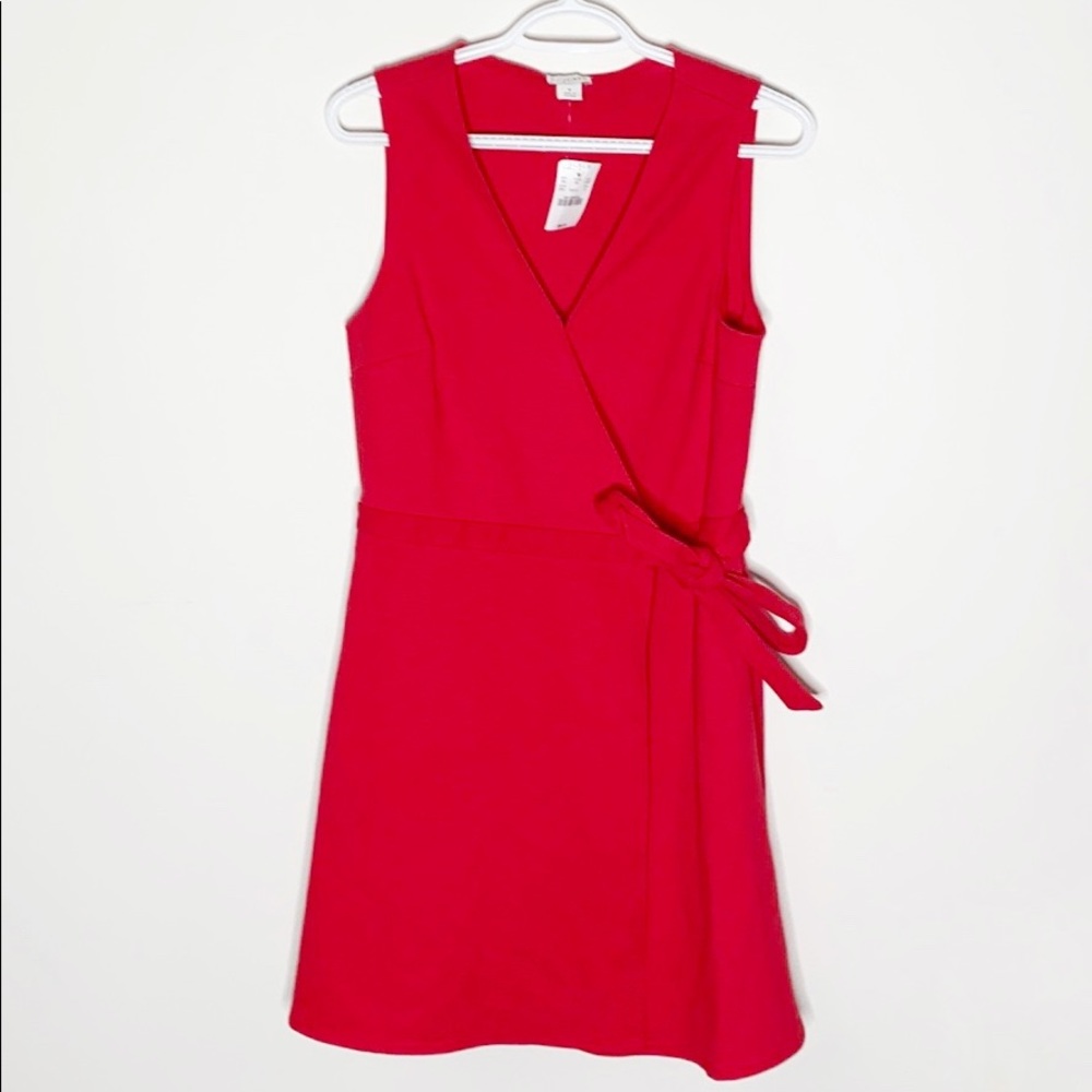 J Crew Factory red textured knit wrap dress sz S